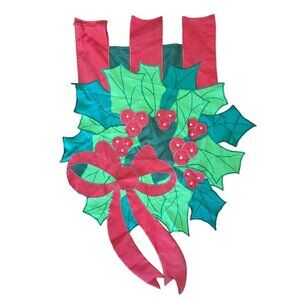 Christmas Wreath Flag By Evergreen Enterprises 3D Embroidered Double-Sided